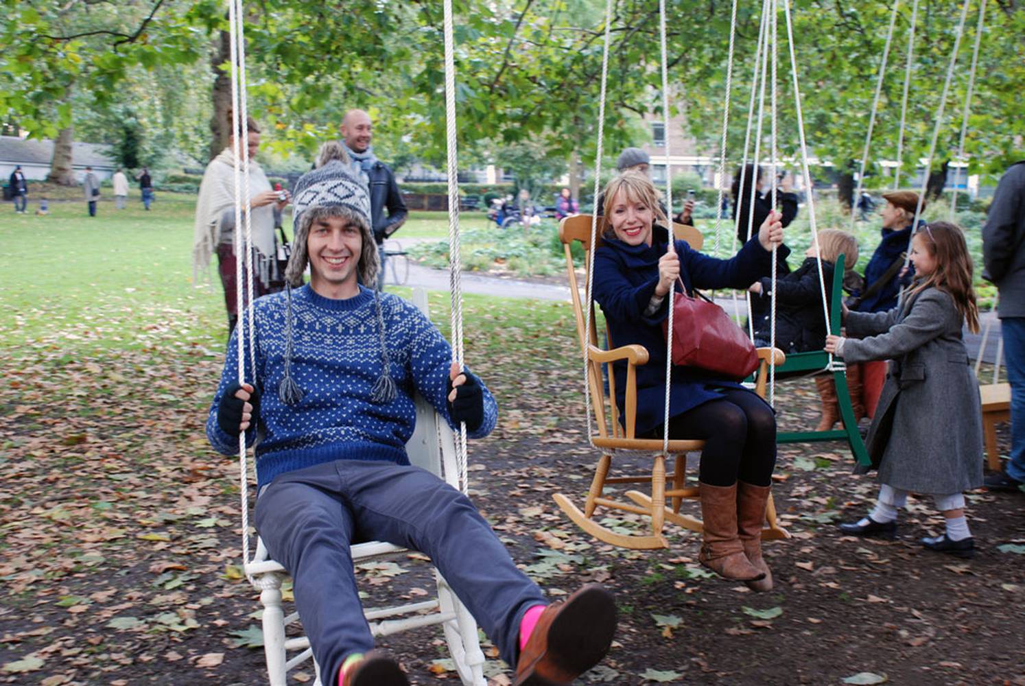 <p>In both installations special care and attention had to be given to protecting the bark and trunk of the tree. For the installation of the Hanging Out in the Park, we developed a bespoke &lsquo;tree protector&rsquo; to prevent the rope of the swings from cutting into the branches, avoiding potentially fatal damage to the tree.</p>